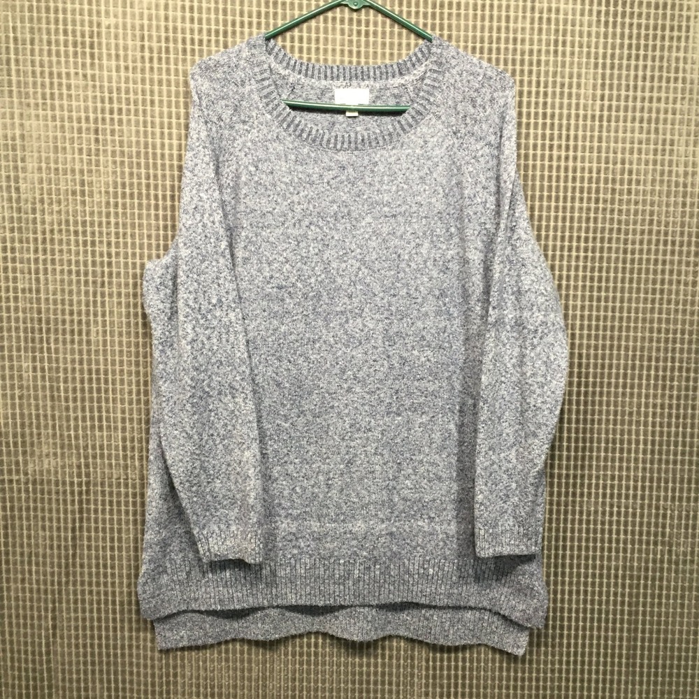 Market & Spruce Womens 2X Blue Marled Knit‎ Raglan Sweater Tunic